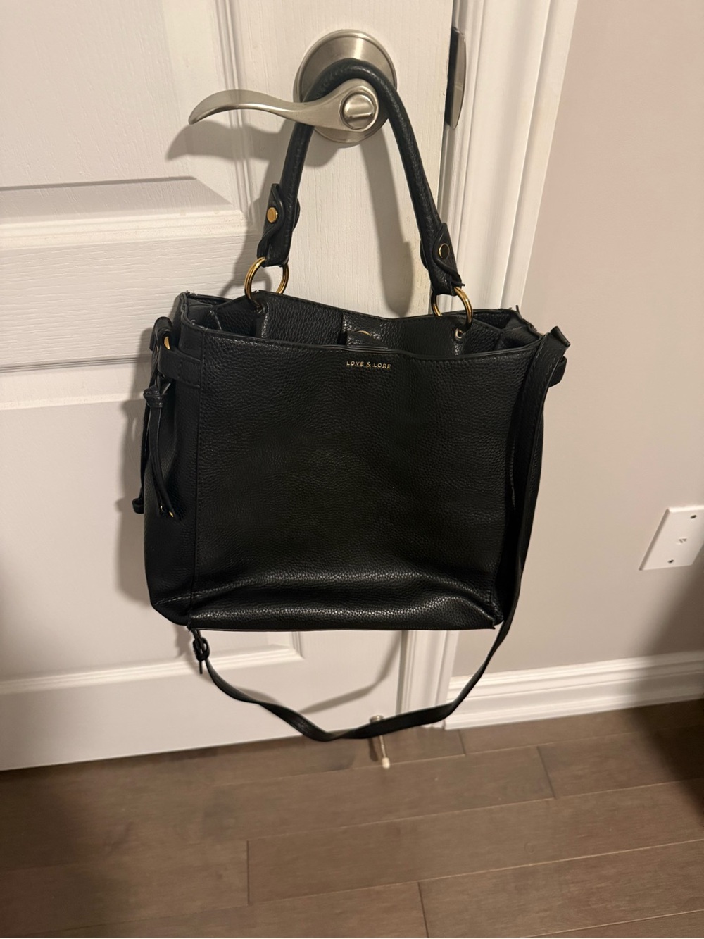 Love & Lore Black Leather Shoulder Tote